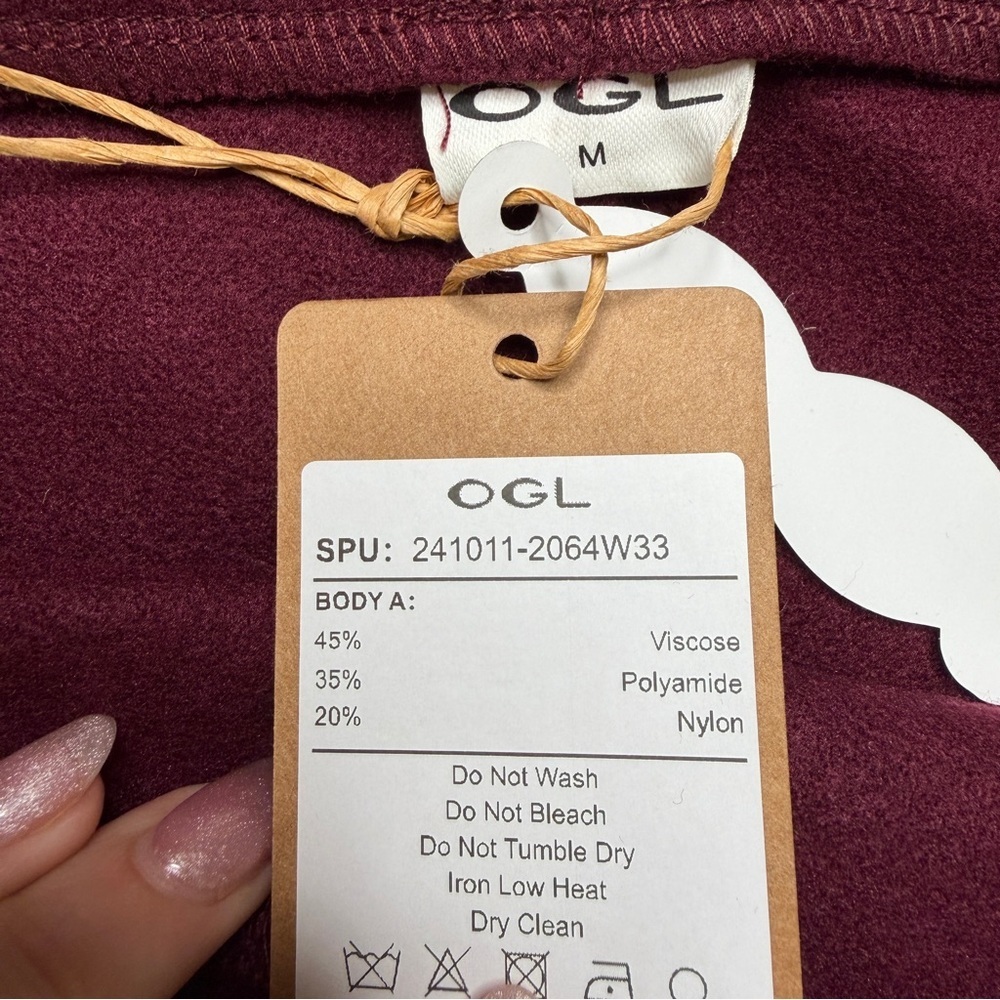 OGL Pull-On A-Line Mini Skirt Burgundy Size M NWT - Picture 4 of 4